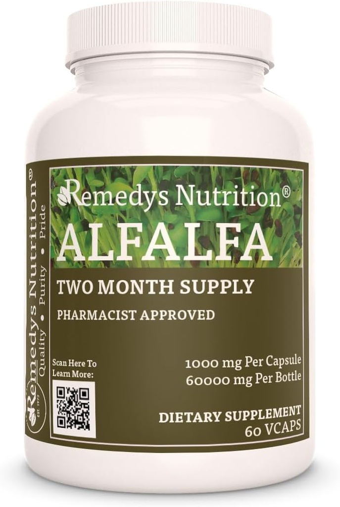 补救营养Alfalfa -- -- 1 000毫克,60维冈卡普勒斯草药补充剂 -- -- 两个月供应