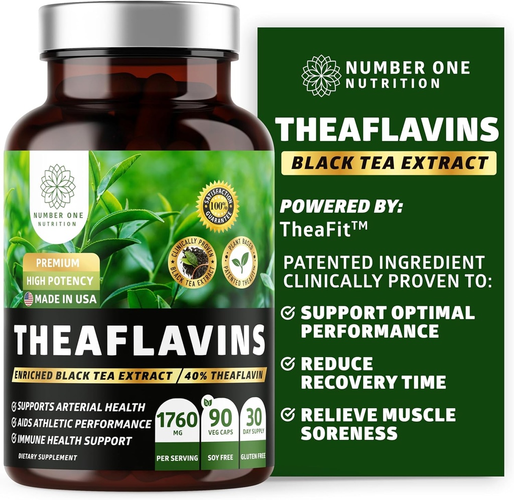 N1 营养素 Premium Theaflavins 黑茶提取[40% Theaflavins]. 由TheaFitTM提供动力,用于支持锻炼性能和减少恢复时间,90 Veg Caps