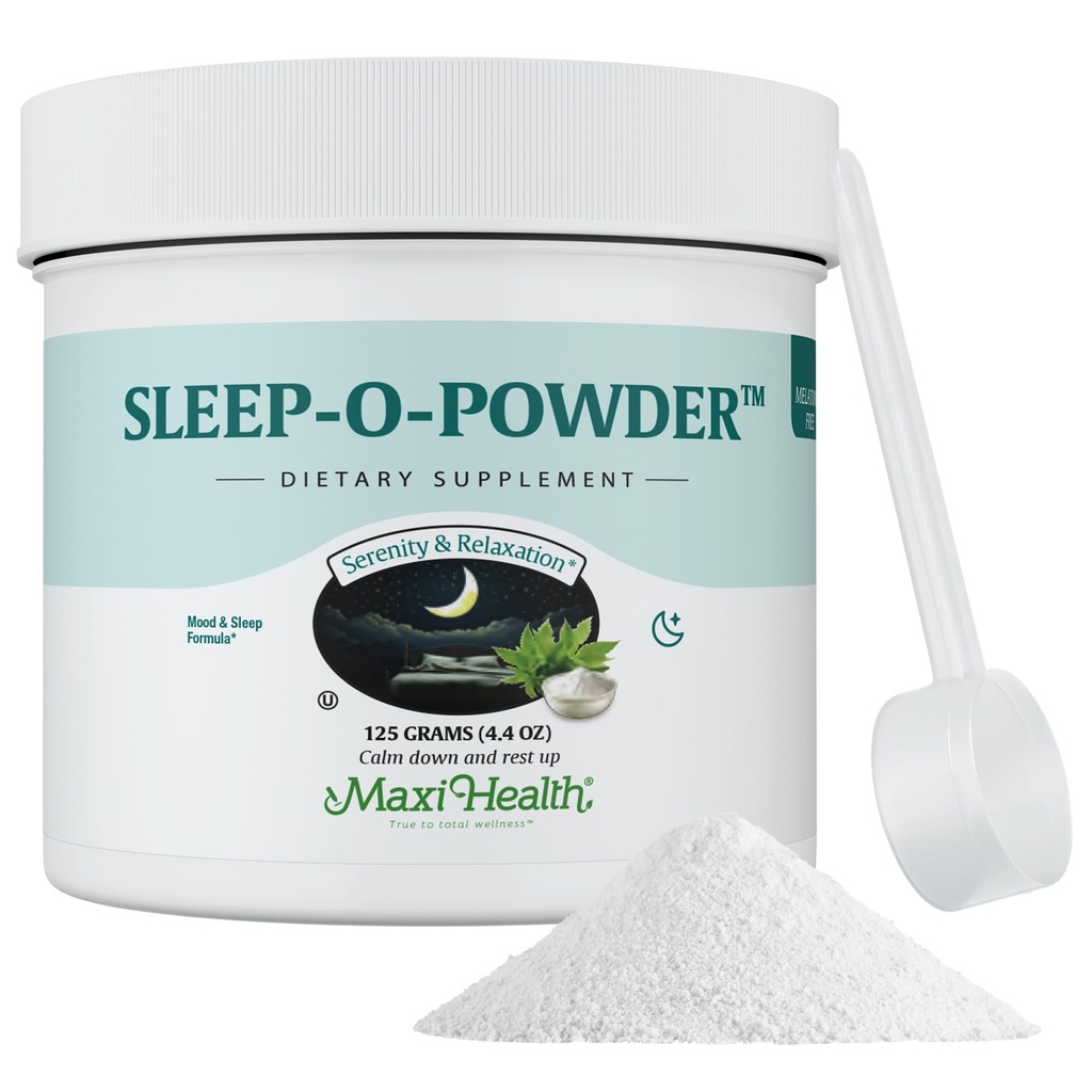 Maxi Health - 用镁,Inositol & L-Tryptophan 配睡粉 - Zero Melatonin Non Habit 组成睡眠援助 - 轻松饮用混合剂,放松睡眠饮料补充剂为寝食,4.4 Oz sleep-O-Powder