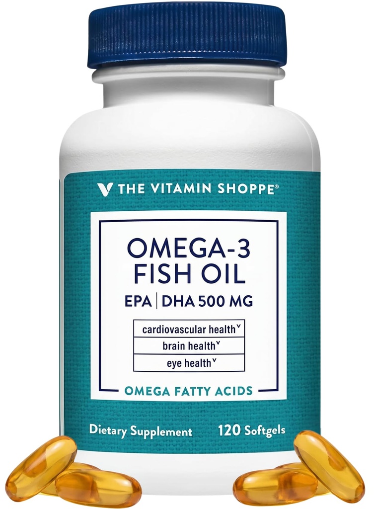 维生素商店 Omega 3 鱼油1000mg, EPA 300mg & DHA 200mg, 纯度保证,分子蒸馏以支持心血管, 关节和脑健康(120软胶)