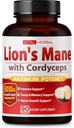 VITAL HERBAL 狮子马恩蘑菇与Cordyceps Capsules 等效至5030mg - 最大概率 L- Theanine Ashwagandha Brain 用于聚焦记忆能量Mood 支持90天供应