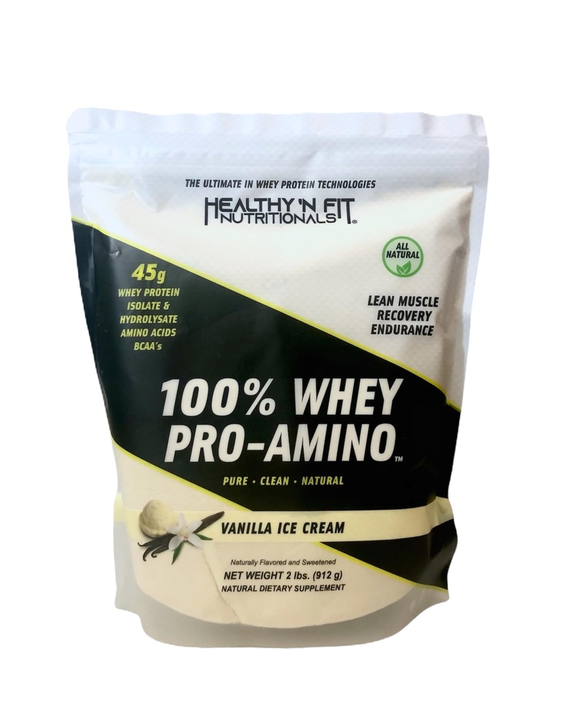 健康 `N 100% WHEY PRO-AMINO v2.0-Vanilla (21b):100% Whei Protein PLUS Peptides from American's #1 Brand in Suppers, Technology and purity. 香草,2lb(英语:2lb).
