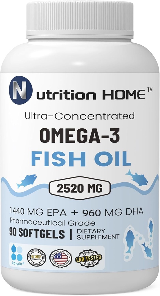 3 三强 Omega 3 鱼油 3000毫克 EPA & DHA, 2520毫克 Omega 3 脂肪酸 1440毫克 EPA + 960毫克 DHA 最佳基本脂肪酸 Premium Burpless Softgel 补充剂(90)