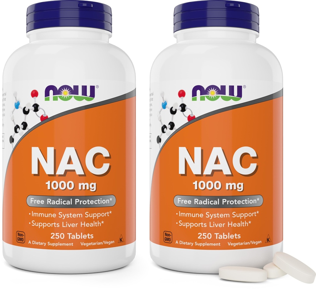 NAC 1000毫克,250个平板电脑(Pack of 2),N-乙酰基-Cysteine补充剂,每平板电脑1000毫克(1克)-蔬菜,非GMO