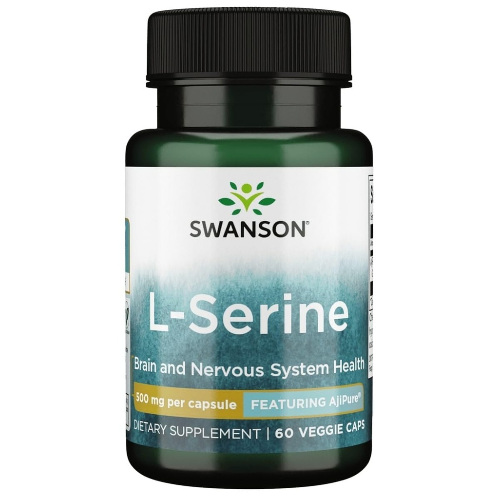Swanson Ajipure L-Serine Pharmachecal USP 高纯度氨基酸补充认知功能脑健康 500 mg 60 Veggie Capsules