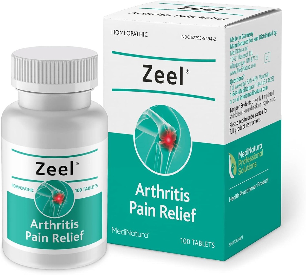 MediNatura Zeel Homeopathic 支持帮助人们在关节周围重拾疼痛和僵硬感 - Arnica + 14 活性自然成份 - 100块板块