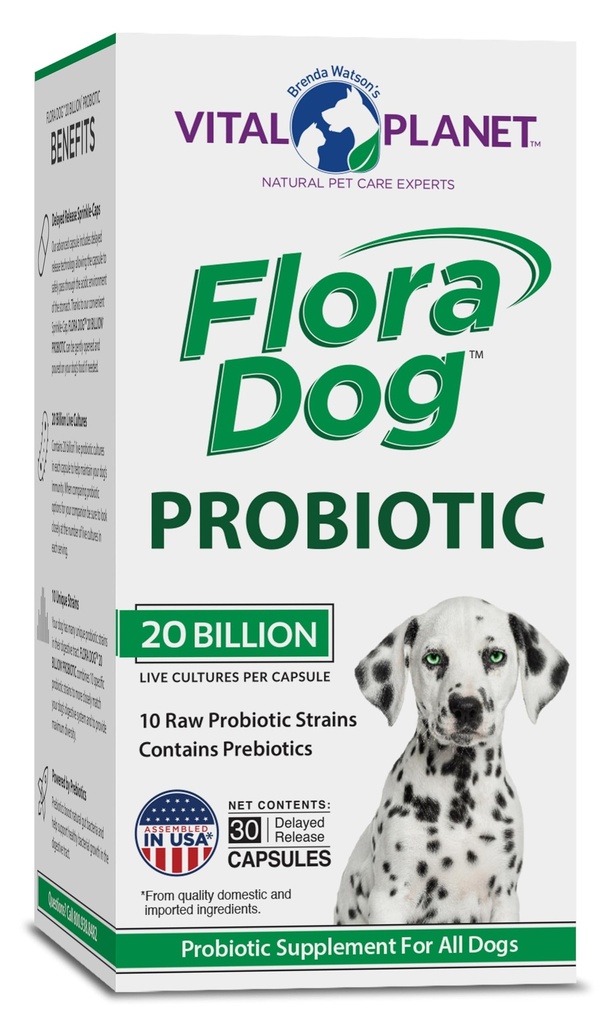 生命星球 - 花狗 Probiotic Capsules 补充物,包含20亿种文化和10种草原,高概率免疫和消化性支持 狗 Probiotics, 30种延迟释放 Capsules