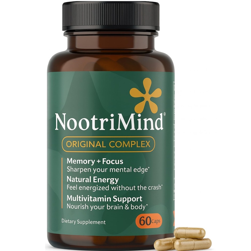 记忆和焦点的大脑补充 — 与 Bacopa Monnieri, Phosphatidylserine, Omega-3 DHA & More — — 支持精神清晰和认知功能 — — 维生素 B6 & B12-60 Capsules