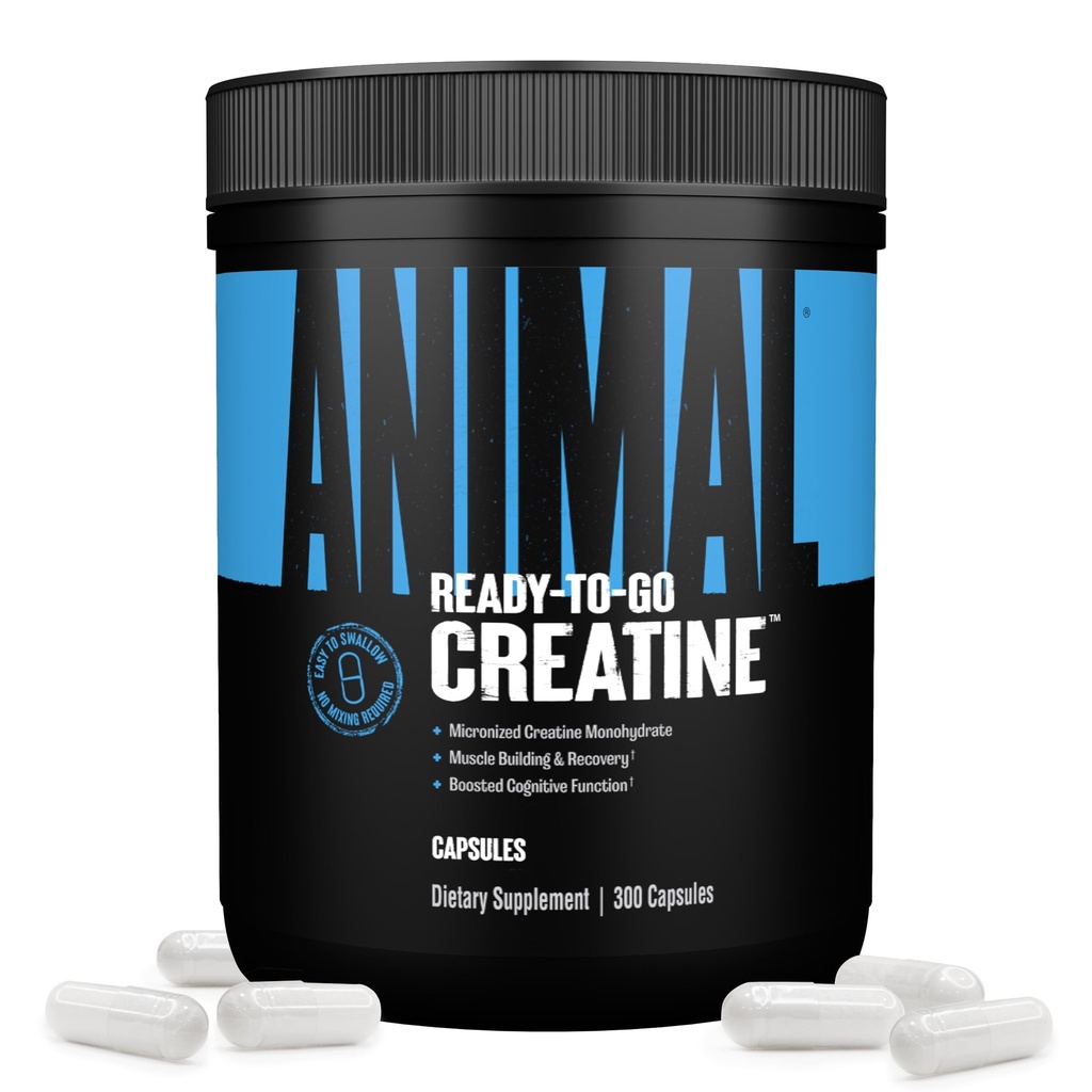 动物微晶体单水合物 Capsules - 300帽,每服2500毫克,用于支持肌肉生长、耐力、ATP生产、认知功能、强度、恢复和延缓肌肉肥胖