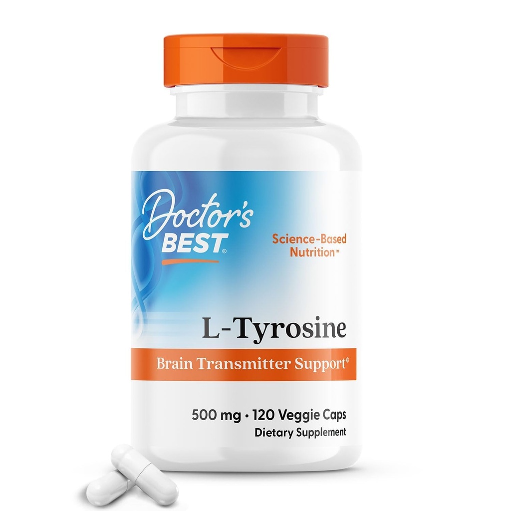 男子和女子最佳L Tyrosine补充剂 -- -- L-Tyrosine 500mg Capsules、成人脑支持、氨基酸支持500mg、甲状腺素生产前体 -- -- 120Veg Caps