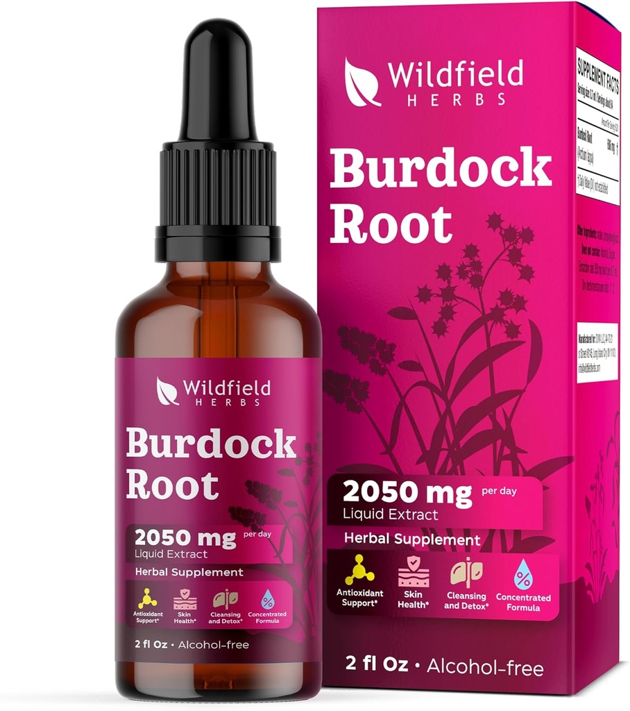 Burdock 根刺提取剂 滴水2000mg (Arctium lappa L.) 草药补充剂 比卡普勒斯更好, 供应1个月, 84种服务, 无酒精叮当 - 2 Oz, 包装1