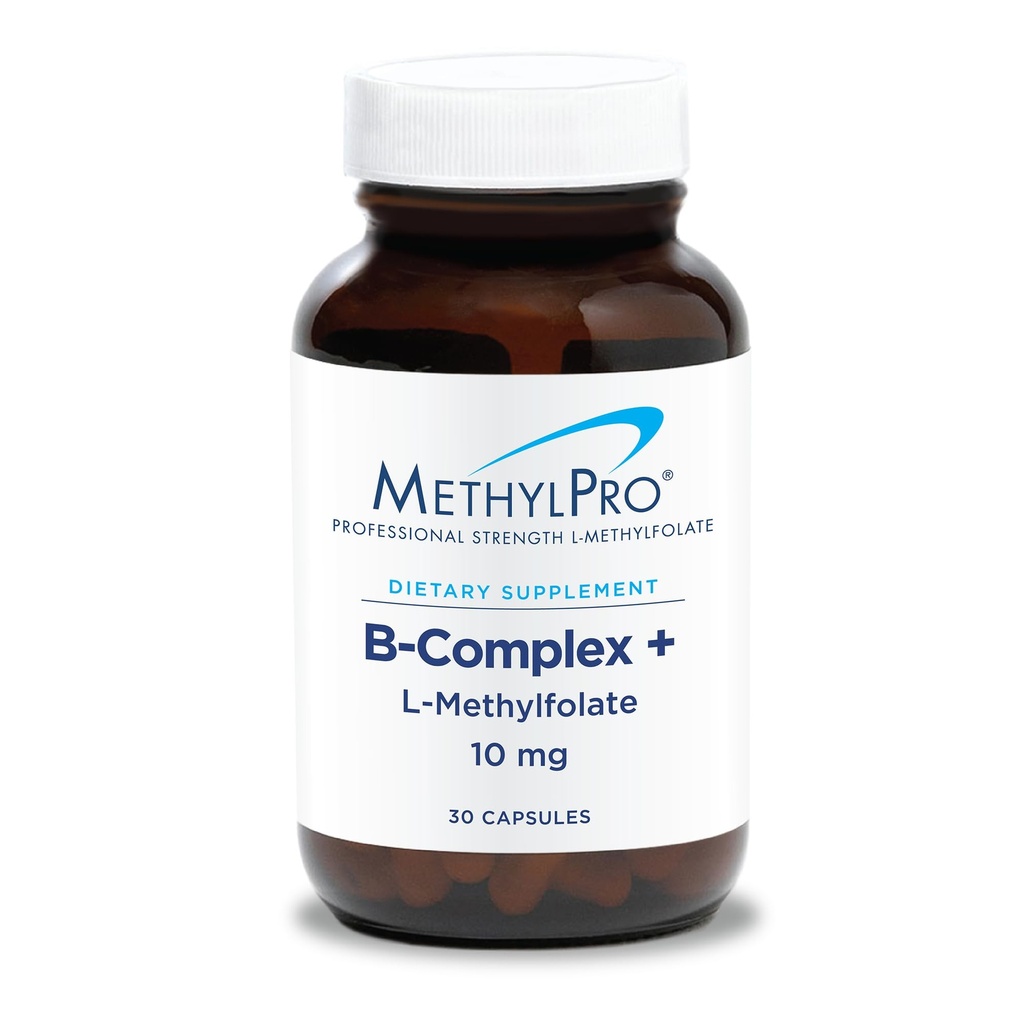 MethylPro B-Complex + L-Methylfolate 10 mg - 男女甲基维生素B复合物,与Folate,Niacin和Biotin的细胞能量支持,VIT B 补充物 - 30 Vegan Capsules