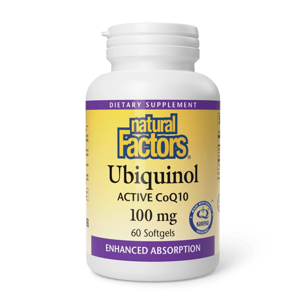 自然因素 Ubiquinol 100 毫克 - 支持心脏健康和自然生命力 - 抗氧化剂支持补充剂与高级吸收 - 富士种子油的能源支持 - 60 Softgels (60 services)