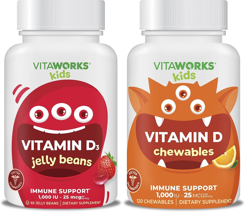 儿童维生素D3 1000 IU Jelly Beans + 维生素D3 1000 IU Chewables Bundle
