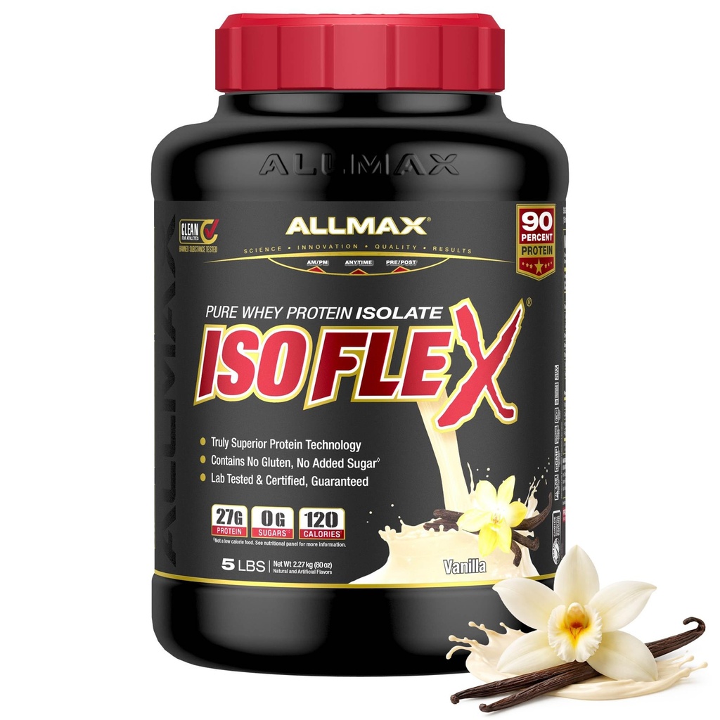 ALLMAX 营养 -- -- ISOFLEX 威氏蛋白粉 威氏蛋白隔膜 27g蛋白 香草 5英镑