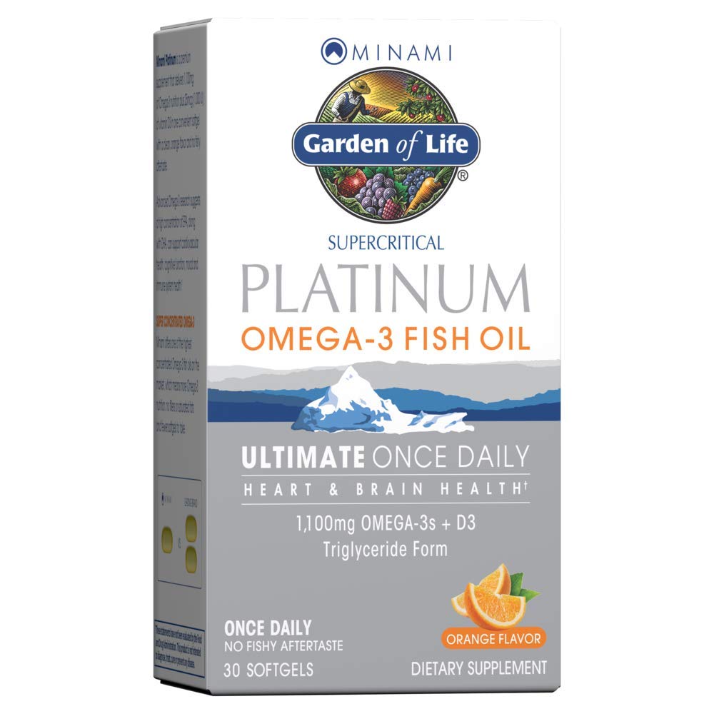 生活花园 超临界白金 Omega 3 鱼油增产 - 橙色,30软胶,终次 鱼油 Omega 3 心脏和脑健康 1100mg Omega-3s + 1000 IU 维生素 D3