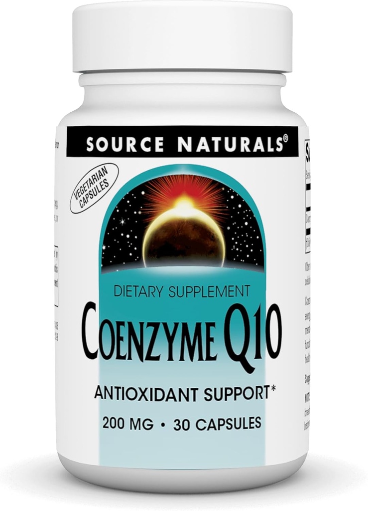 资料来源:Naturals Coenzyme Q10, 抗氧化剂支持* 能源生产,心脏功能支持,抗氧化剂保护和健康胶囊,200 mg - 30 植物胶囊