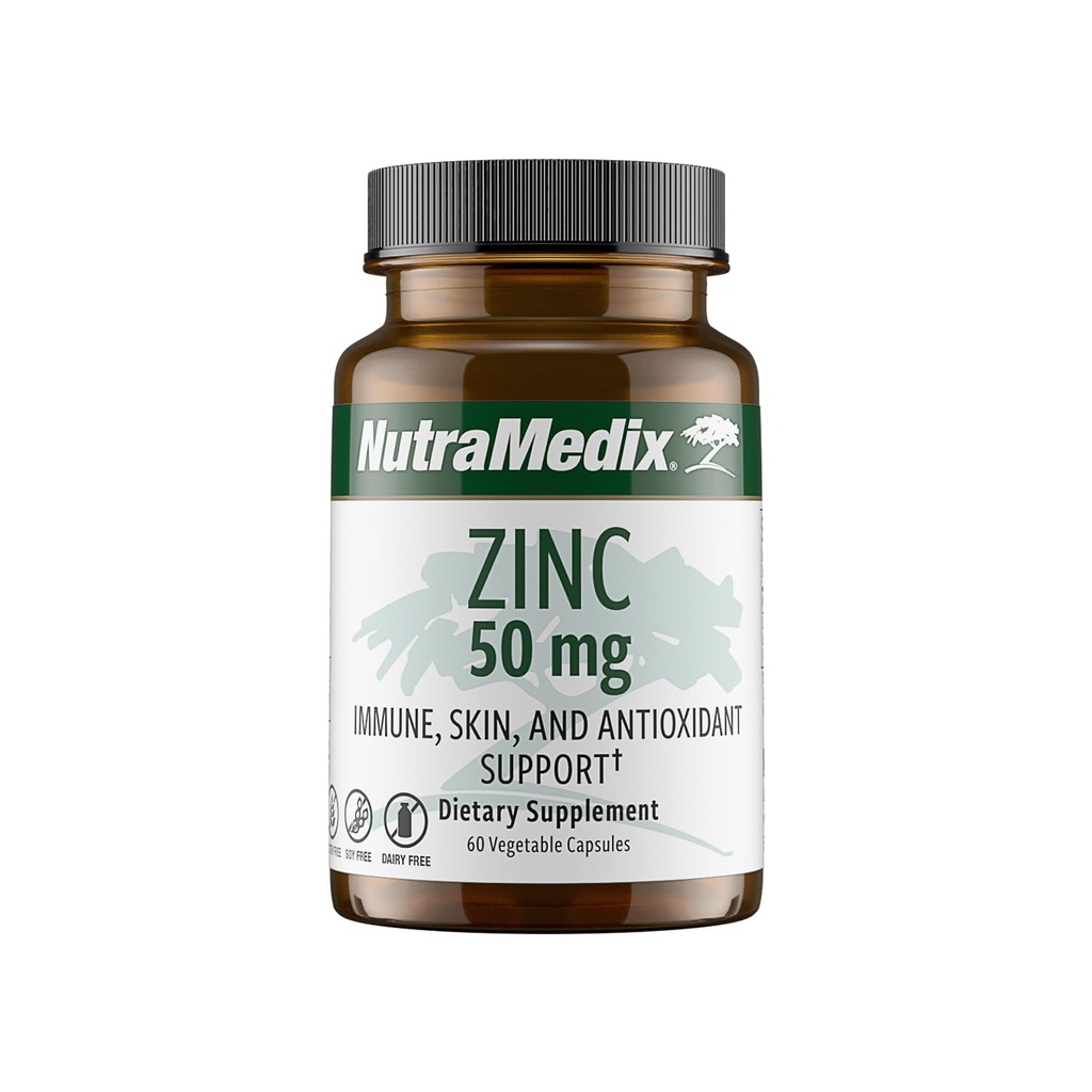 NutraMedix Zinc 50mg -- -- 健康免疫防御、皮肤健康和抗氧化剂支持的补编 -- -- 易为免疫健康消化锌(60 Capsules)