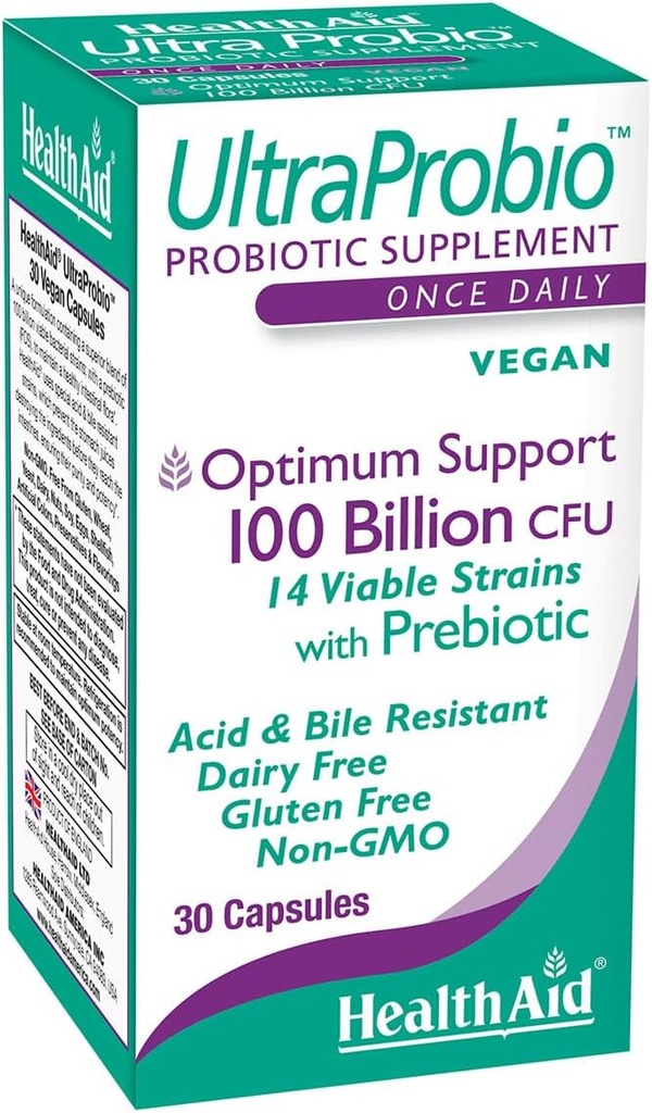 健康援助 UltraProbio, 100亿立方厘米, 每日卡普尔, 最佳支持, 100亿立方厘米, 预生、酸和Bile Resistant, 非GMO
