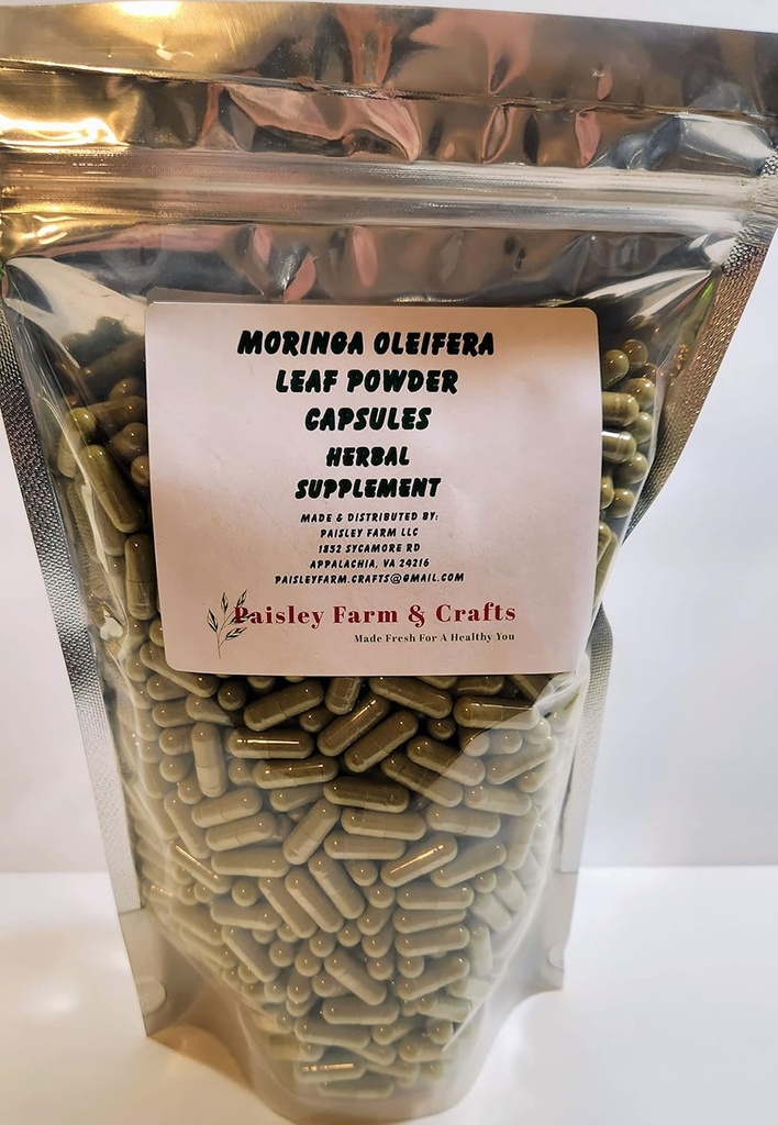 Moringa Oleifera Leaf Capsules Non GMO - 草药补充剂 - 100%纯叶粉! (5000) - 要求新鲜!