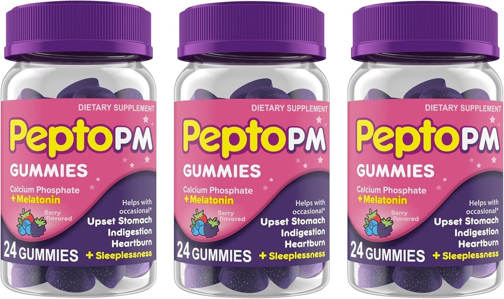Pepto PM Gummys与Melatonin合作,支持睡眠、快速有效的消化救济,从心烧、消化不良、胃痛和失眠----Berry Flavor,24 Ct(第3页)