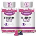 2 Pack Lutein Gummys 成人眼科健康补充剂 Lutein & Zeaxanthin 眼科维生素补充剂 Bilberry 与Lutein 共同促进眼科和视觉 - 120 Gummys