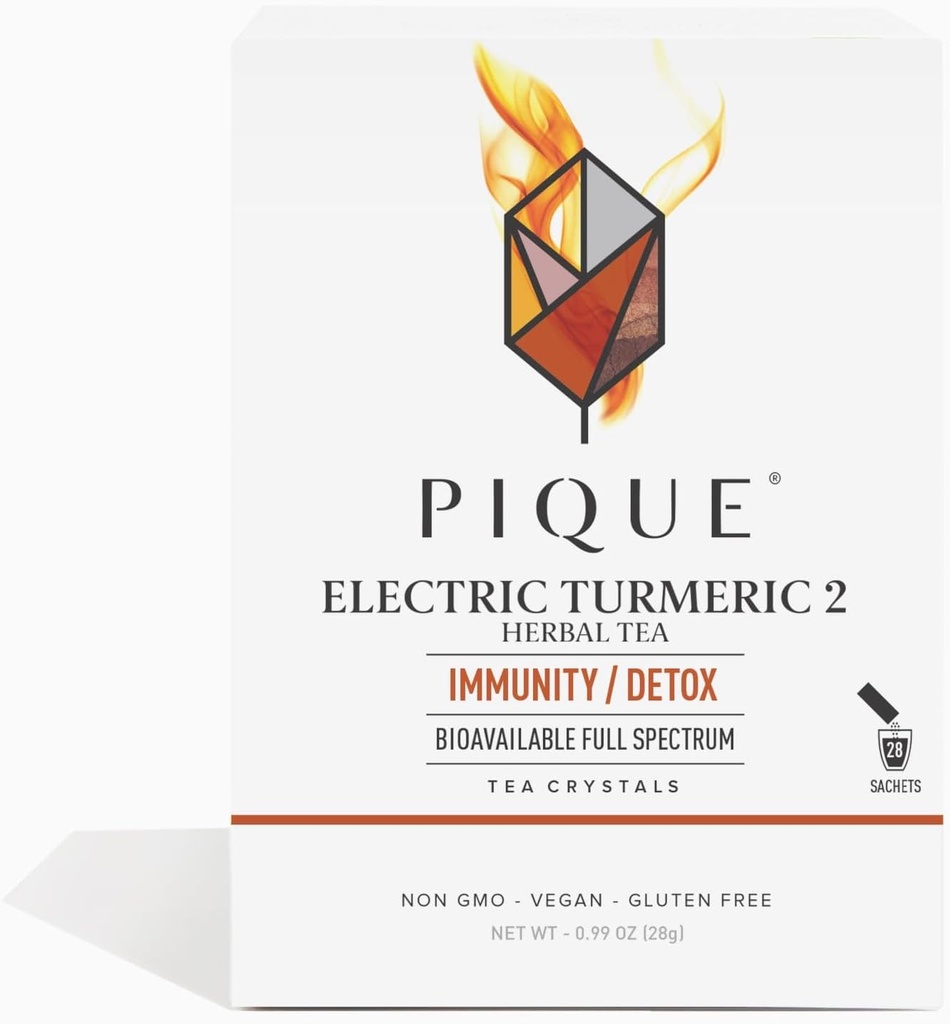 PIQUE 电图2 - 支持健康豁免,自然炎症反应,天然解毒途径,以及 Radiant Skin - 28ct 单人服务棒(一包)