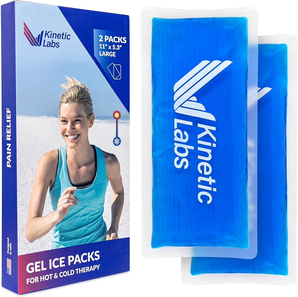 Kinetic Labs (2 Pack) 的可重复使用的Gel冰包伤痕——Hot Cold Packs伤痕 11"×5.3" – 软冰包伤痕 后头膝肩 颈部 颈部 肘部 脚部 头痛外科(Large)