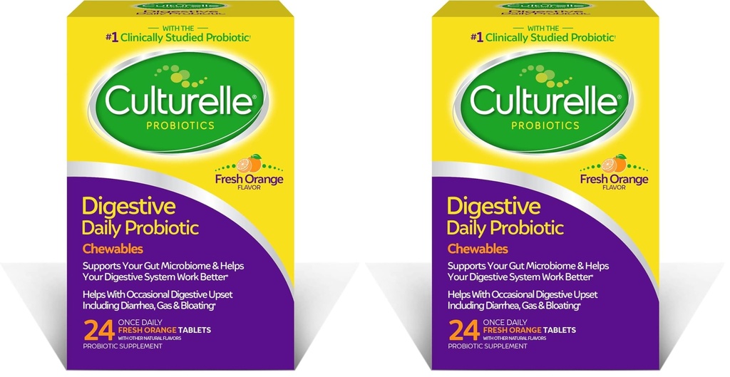 文化消化卫生日报 Probiotic Chewables, Probiotic for Men and Women, 多数临床研究 Probiotic Strain, 10亿 CFU, 支持偶发腹泻, Gas & Bloating, 24 Counter