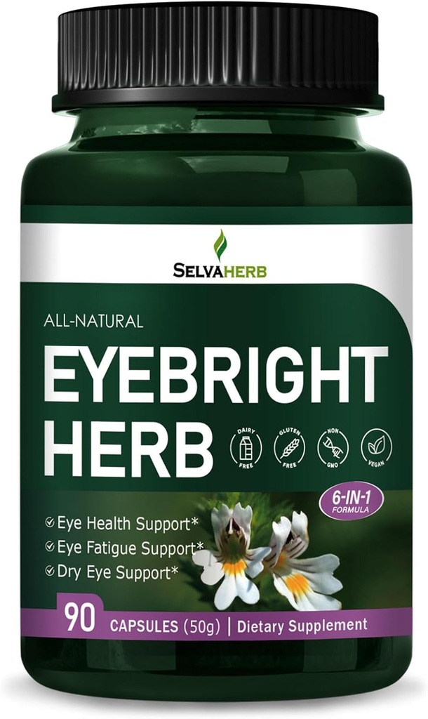 Eyebright Herb Capsules, 天然草药提取用于眼部健康支持,眼脂肪支持和干眼支持. 90 页