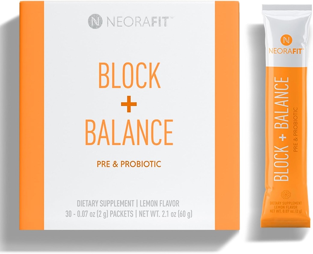 NeoraFit - Block+Balance Pre and Probiotive Powder - 日常使用,编织支持,维生素C & B 混合,方便棒包 - 30 计数