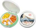 Serfeymi小药盒 - 3 Portable Pill Box for Purse Pocket, Compact mini Travel Pill case - 适合医药,维生素,鱼油,补充品 - White(山日出)
