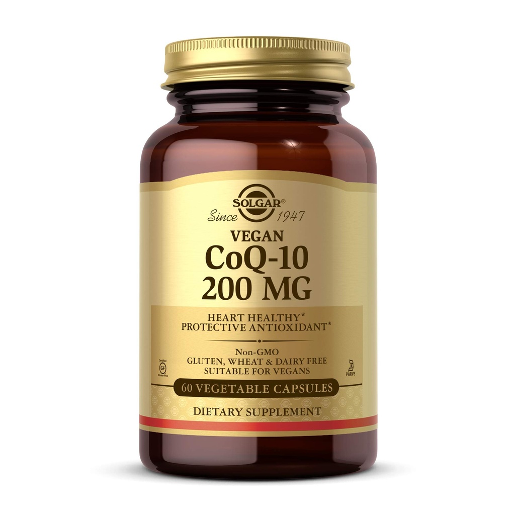 Solgar Vegetarian CoQ-10 200 mg, 60 蔬菜卡普尔 - 心脏健康,保护性抗氧化剂 - Coenzyme Q10(CoQ-10) 补编 - Vegan, Gluten Free, 乳品自由, Kosher - 60 服务
