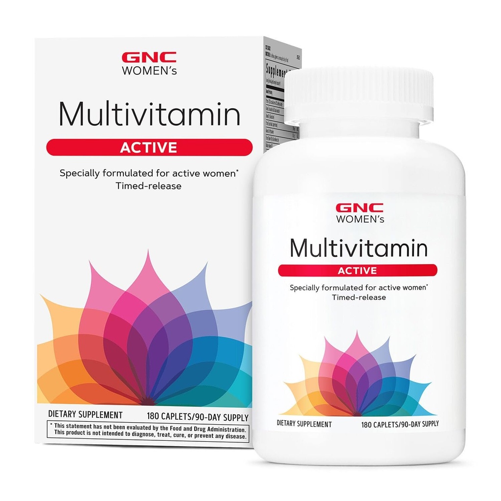 GNC 妇女积极多维特敏临床证明,用于营养、运动恢复、能源生产、骨质健康、美容、免疫、生物锡、铁、锌180卡普