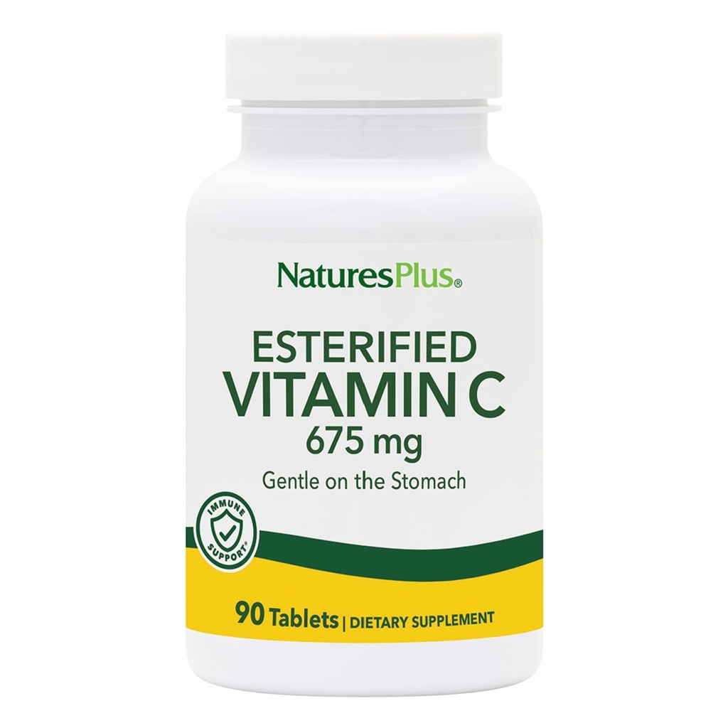 Natures Plus Estrized Vitamin C - 675 mg, 90 片 - 胃上的Gentle - 蔬菜,Gluten Free - 90 服务