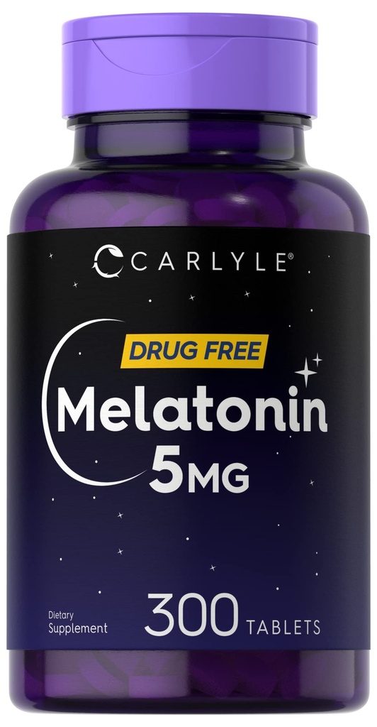 Carlyle Melatonin 5mg = = 300 张牌匾 = 药品免费补充 = 蔬菜,非GMO, Gluten Free