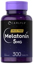 Carlyle Melatonin 5mg = = 300 张牌匾 = 药品免费补充 = 蔬菜,非GMO, Gluten Free
