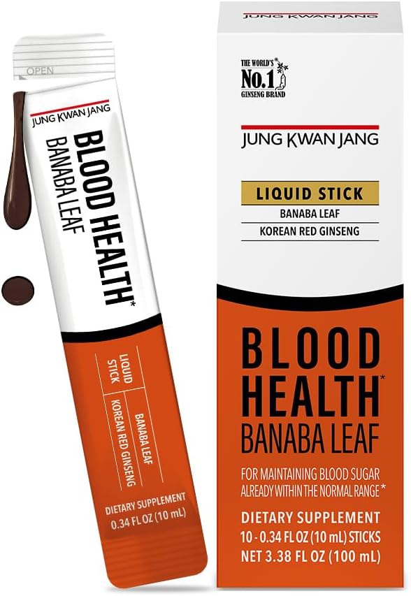 JungKwanJang血液健康 Banaba叶片提取(100mg),Carob Pods,韩国红金森 每一次抽取棒用于流通,Post Meal, Energy, 10 Counter