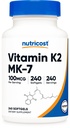 维生素K2 MK-7 100 mcg, 240 软胶 -- -- 无胶和无胶 MK7