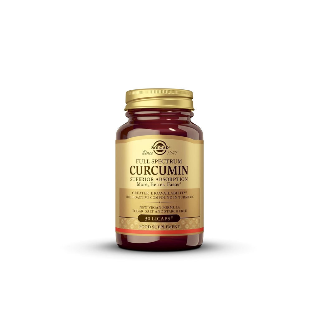 Solgar Full Spectrum Crucumin 液体提取 软胶 - 30 计数 - 更快吸收 - 大脑,联合和免疫健康 - 非GMO,无葡萄糖,无乳制品,无大豆 - 30 种服务