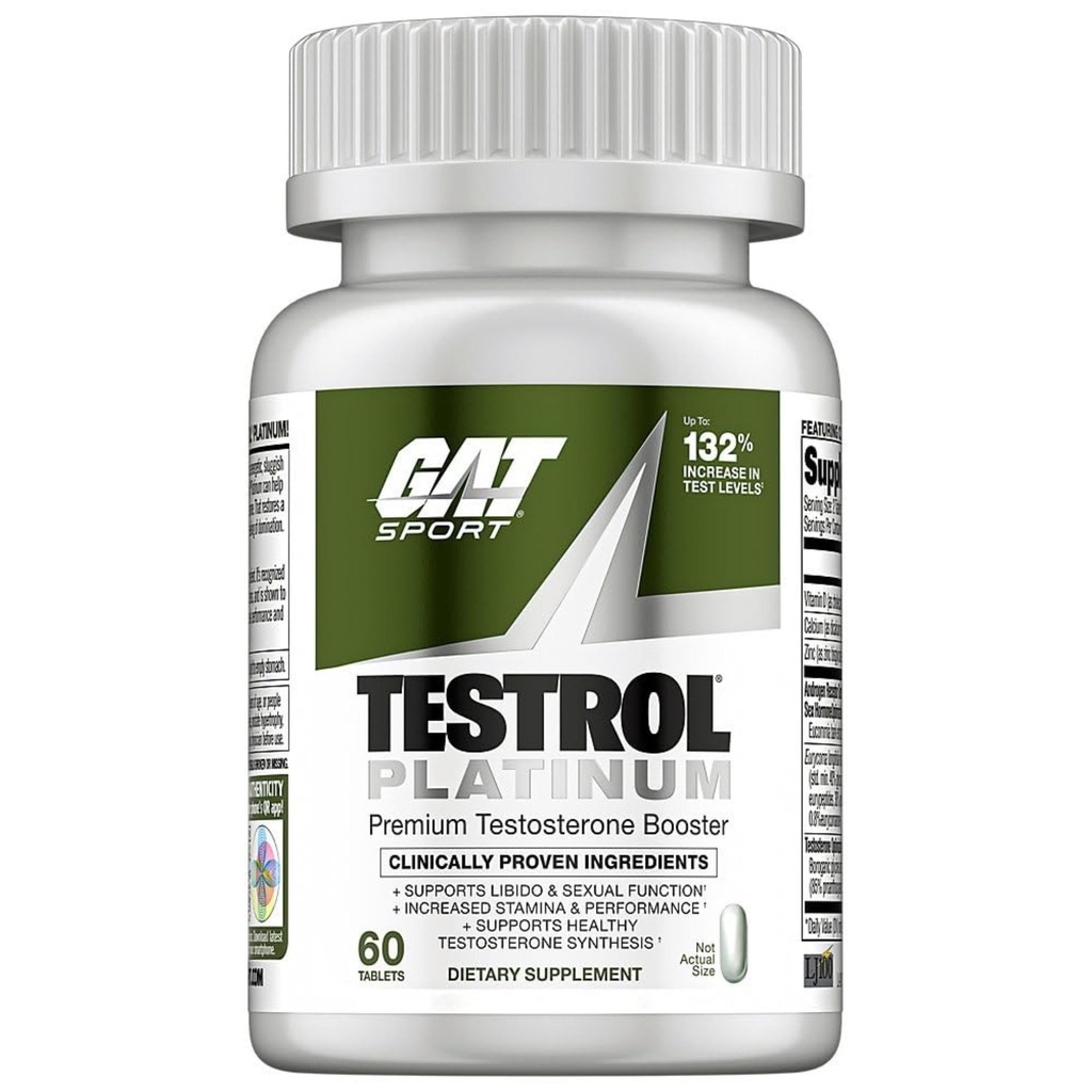 Testrol Platinum, GAT Sport Stamina + Libido + Testosterone Boost, Boron, 维生素D, 锌, 60 片的男子测试助推器