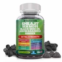 Shilajit Gummys 与爱尔兰海 Moss 黑种子油 Ashwagandha 生姜 草莓 草莓 D3 氯化phy Turmeric Bladderwrack 高级强力公式 Rein Shilajit 供男女使用