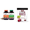 Natrol JuiceFestiv Daily Fruces & Veggie 配有 SelenoExcell 和 整体食品 [Phyto] 营养素 & Force Factor 总 Beets Soft Chews 配有 Beetroot, Nitrates, L-Citrulline, 葡萄籽提取