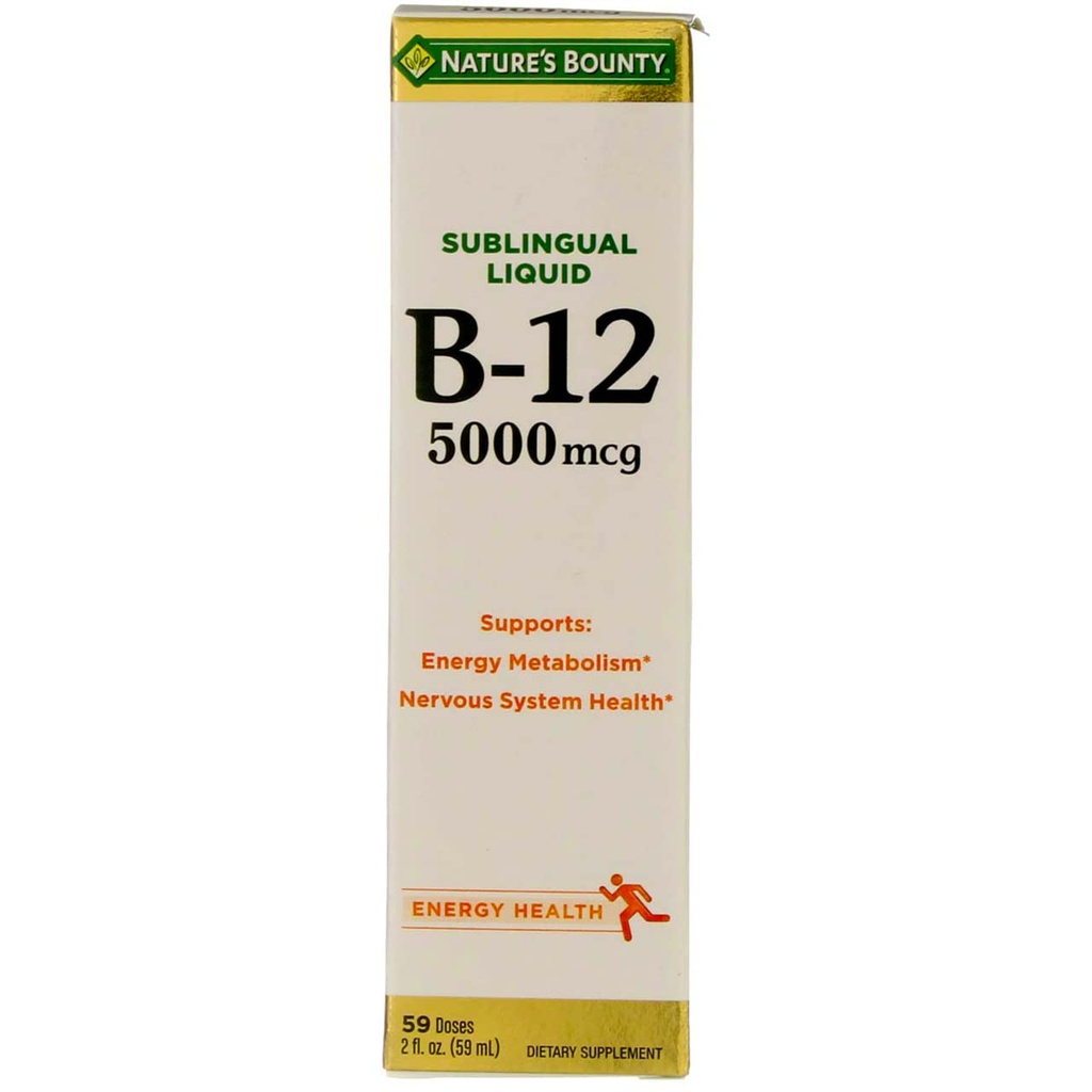 Nature's Boundy B -12 5000 mcg 亚语言液态能源健康 2 oz(包 4)