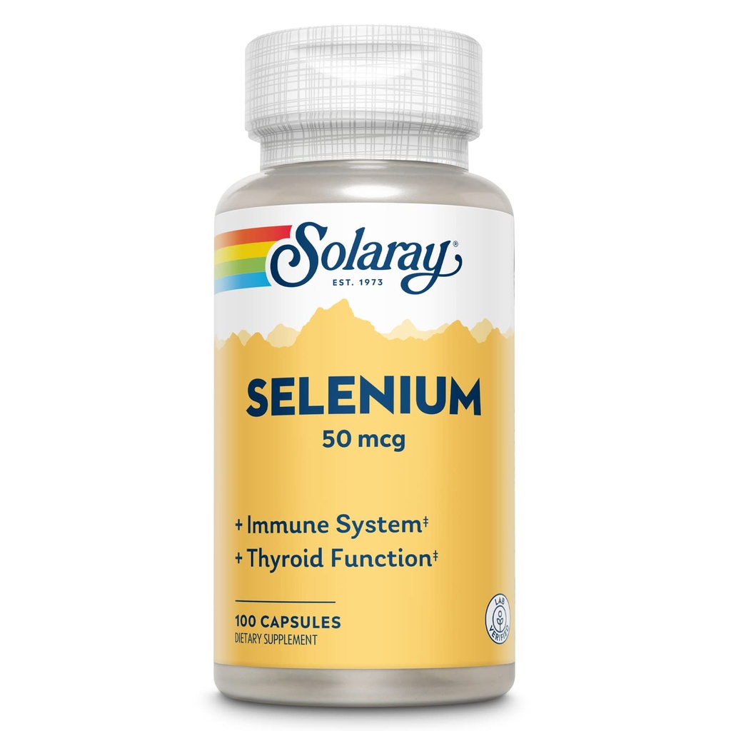 Solaray 硒 50 mcg,健康免疫系统,甲状腺功能和抗氧化剂支持,100 Capsules