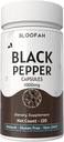 Black Pepper Capsules 1000mg 粉末 | Piper nigrum | Non-GMO, Gluten-free | 无人工添加 | GMP-认证 | 草药补充 | 传统井(120个计数(1包))