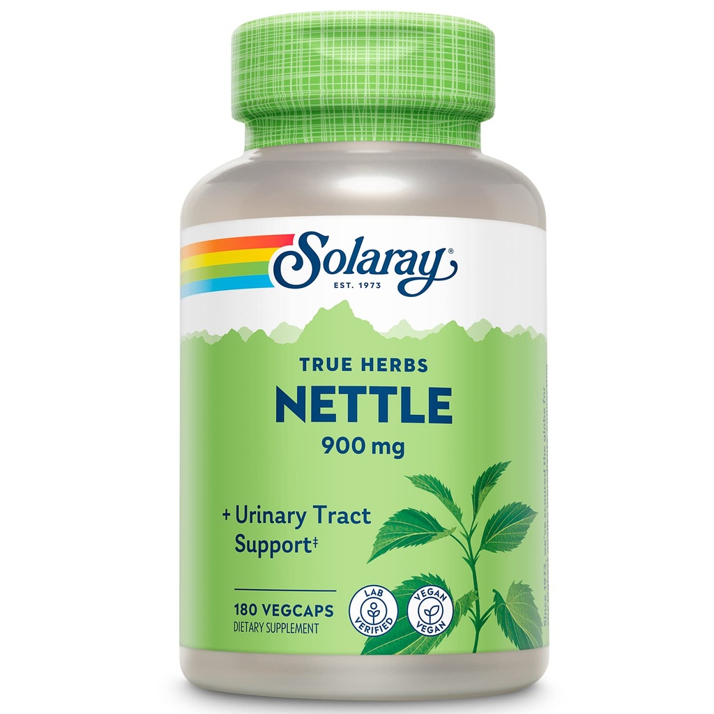 SOLARAY Nettle Leaf 450mg 健康肾脏、尿液和前列腺支持传统用于健康过敏反应和呼吸井 180 CT