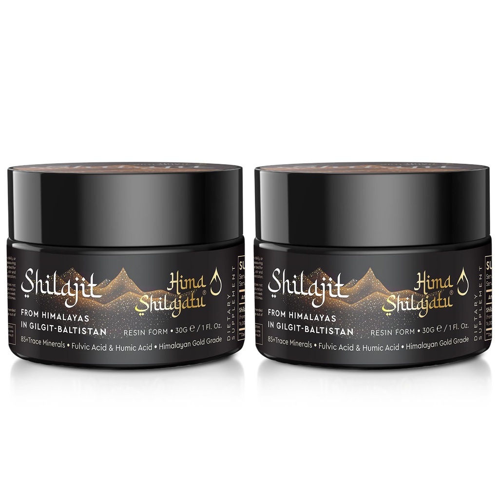 Shilajit纯喜马拉雅有机物Shilajit Resin -- -- 含富尔维奇酸的100%纯度Shilajit 85+ 能源和免疫支持跟踪矿物综合体,包装2(供应4个月)