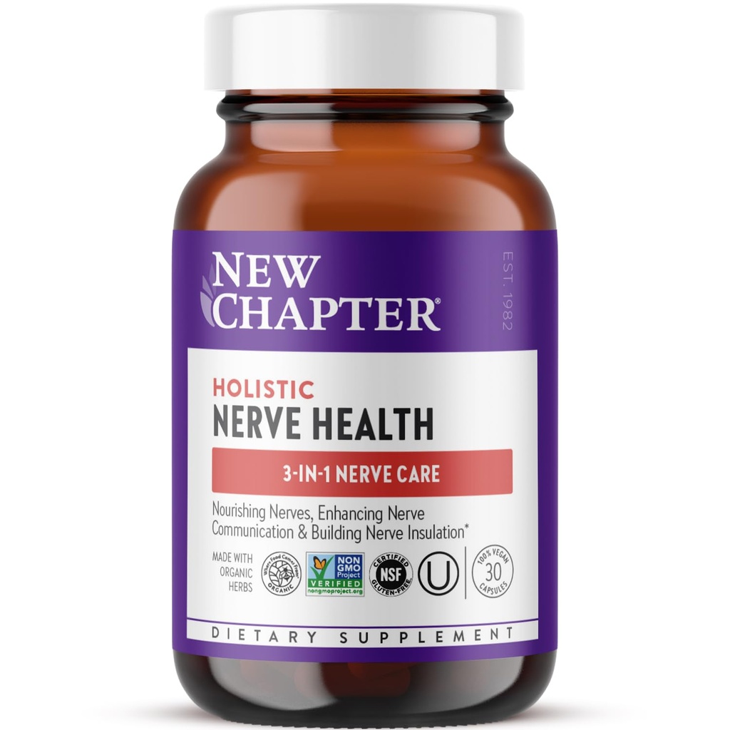 新的Chapter Nerve健康补充 3-in-1 支持从头到脚 - 维生素B1 生成神经能量,维生素B6 增强健康传播,维生素B12 构建绝缘,30cmt