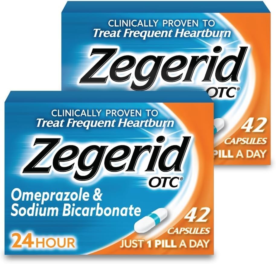 Zegerid OTC, Omeplazole Plus 碳酸钠,24小时,质子泵抑制器(PPI),心烧药,减酸剂,两瓶42厘米